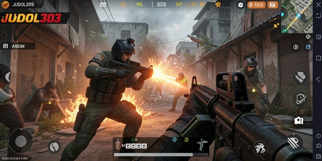 Gameplay JUDOL303 yang intens dan menegangkan di medan perang.