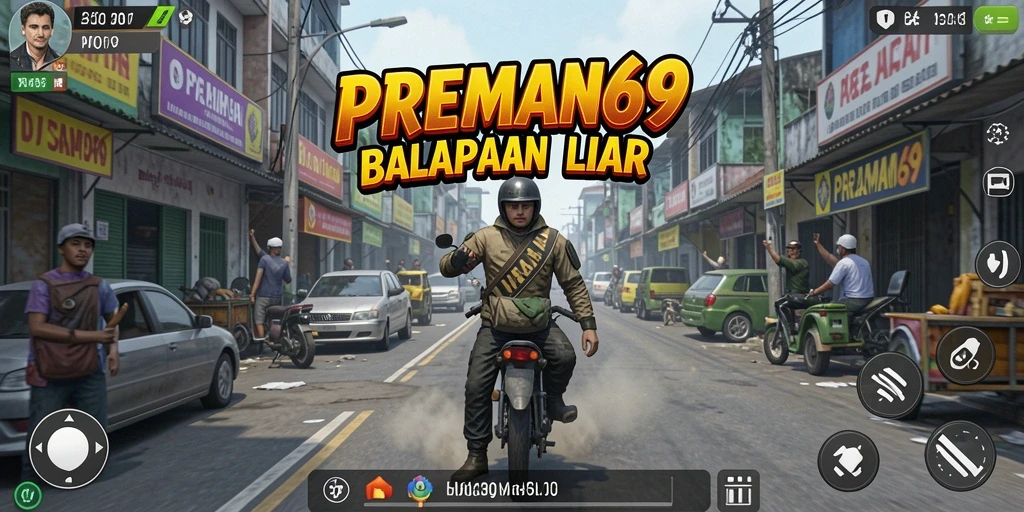 Tampilan gameplay PREMAN69 yang seru dan penuh aksi balapan motor.