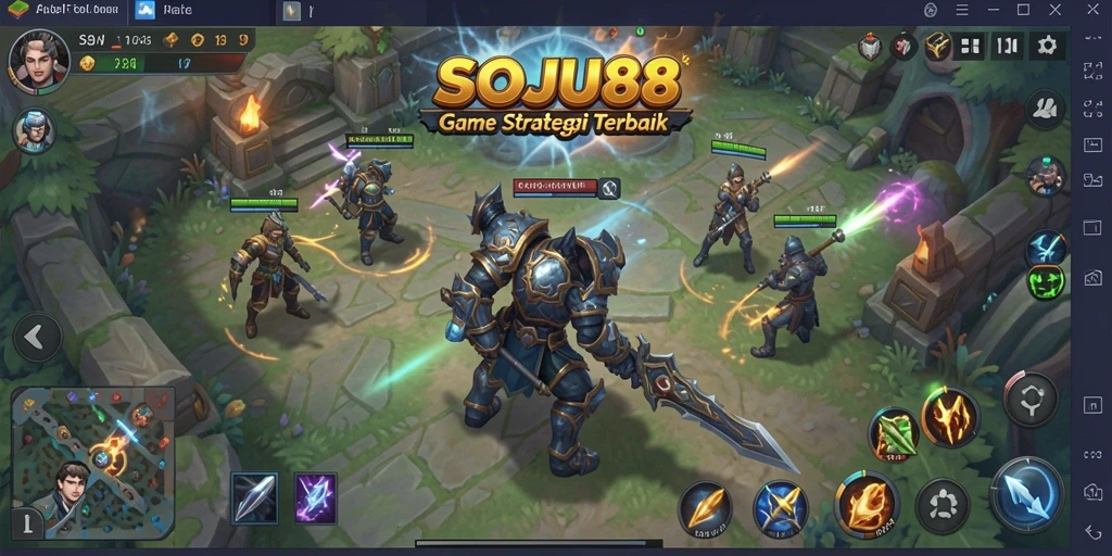Tangkapan layar menampilkan aksi pertempuran strategis dalam SOJU88.